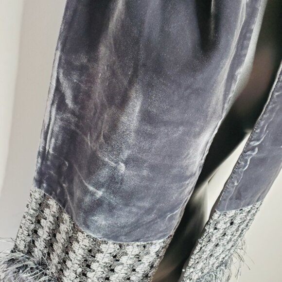 Vintage Silk Velvet Mitchies 90s Canada Artsy Whimsigoth Vamp Grey Scarf - Picture 2 of 10